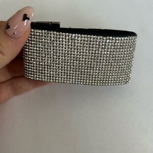 Silver Rhinestone Cuff Bracelet | Wide Statement | Express